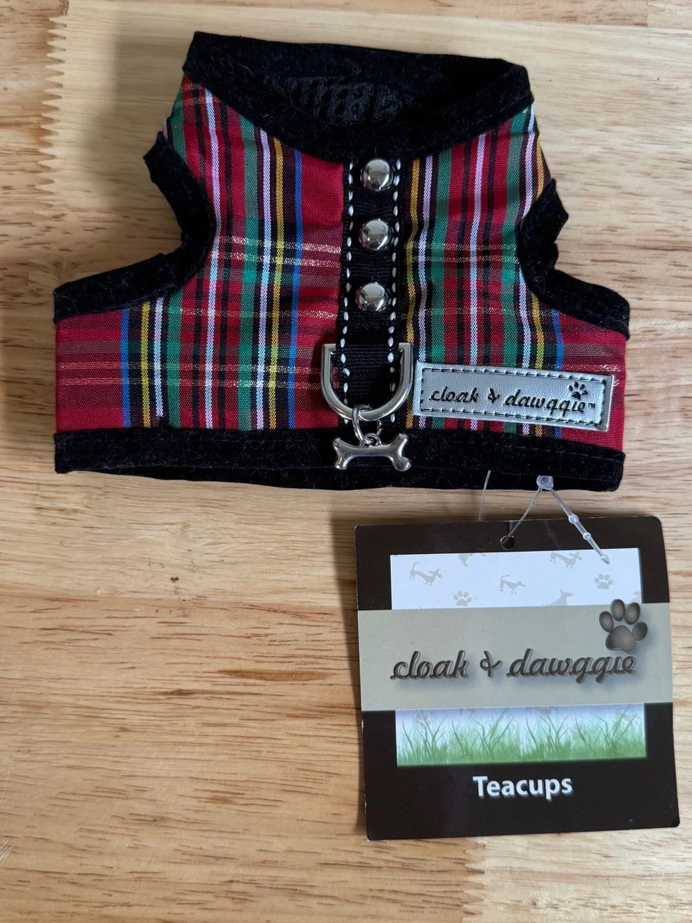 Cloak & Dawggie Teacup Holiday Tartan Dog Harness (up to 2 LBS - $39.95 retail)